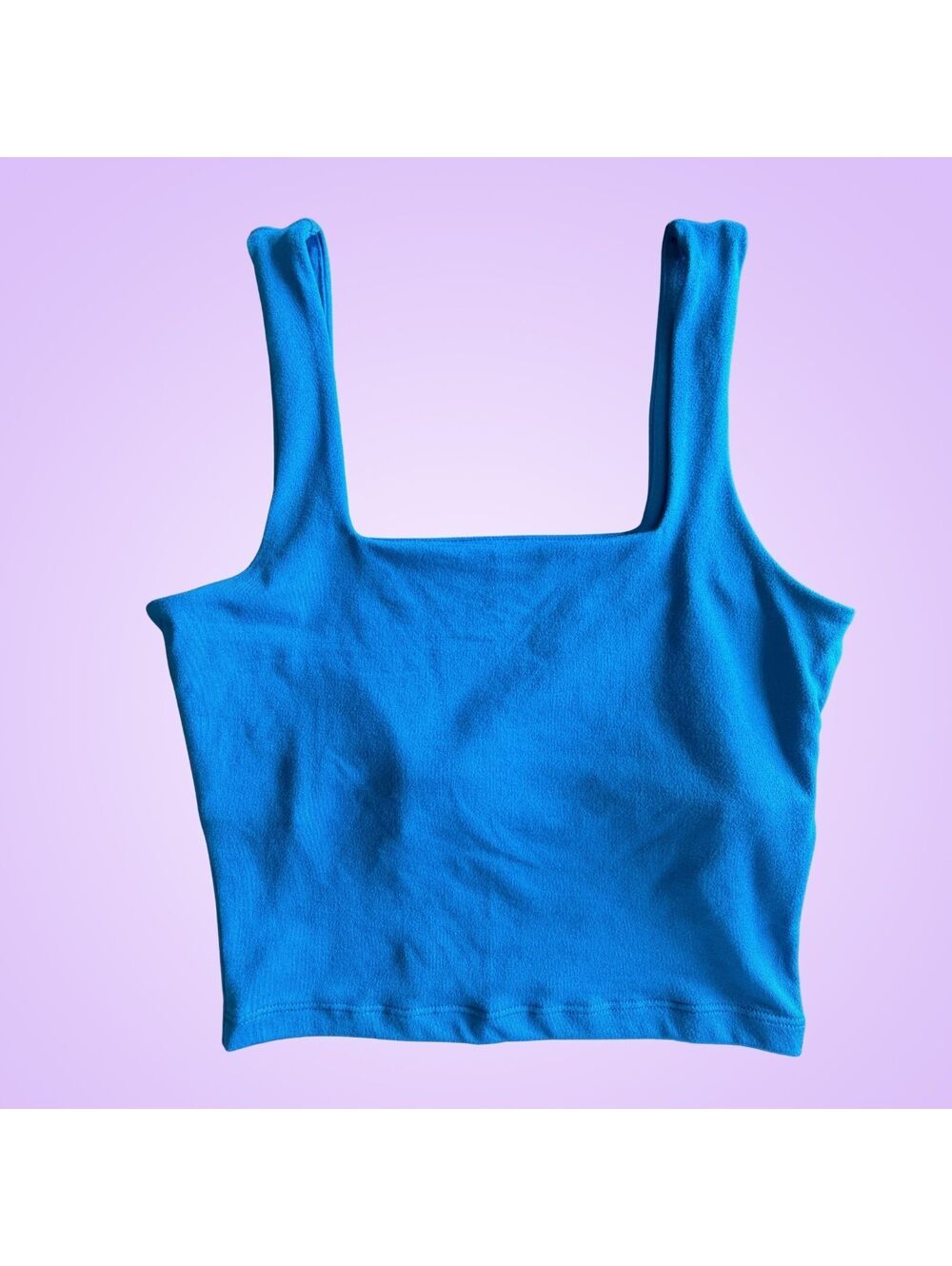 Hollister Small Blue Square Neck Crop Tank Top | Stretch Fitted Y2K Clubwear
